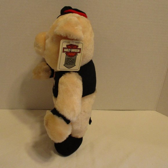 Harley Davidson NEW Vintage 1991 Medium Peach Black Orange Graphic Plush Hog - Picture 4 of 9